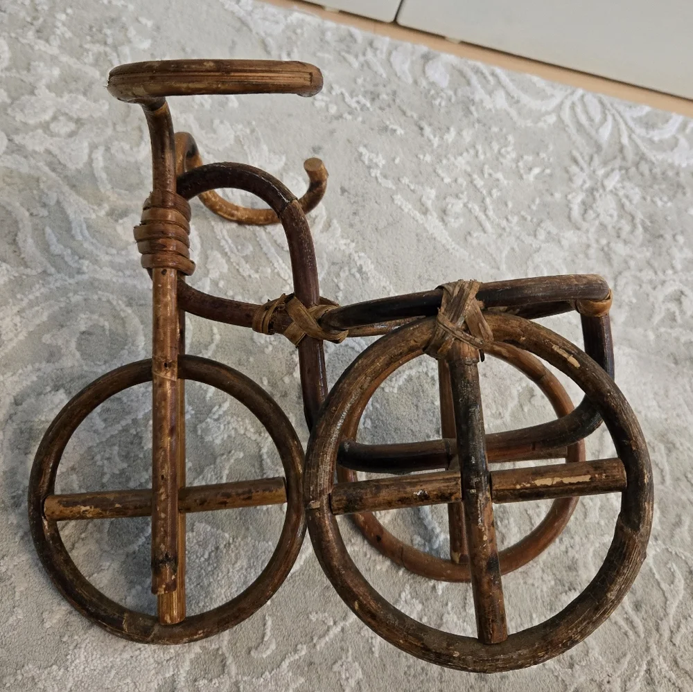 Vintage Wooden Boho Tricycle Plant Stand